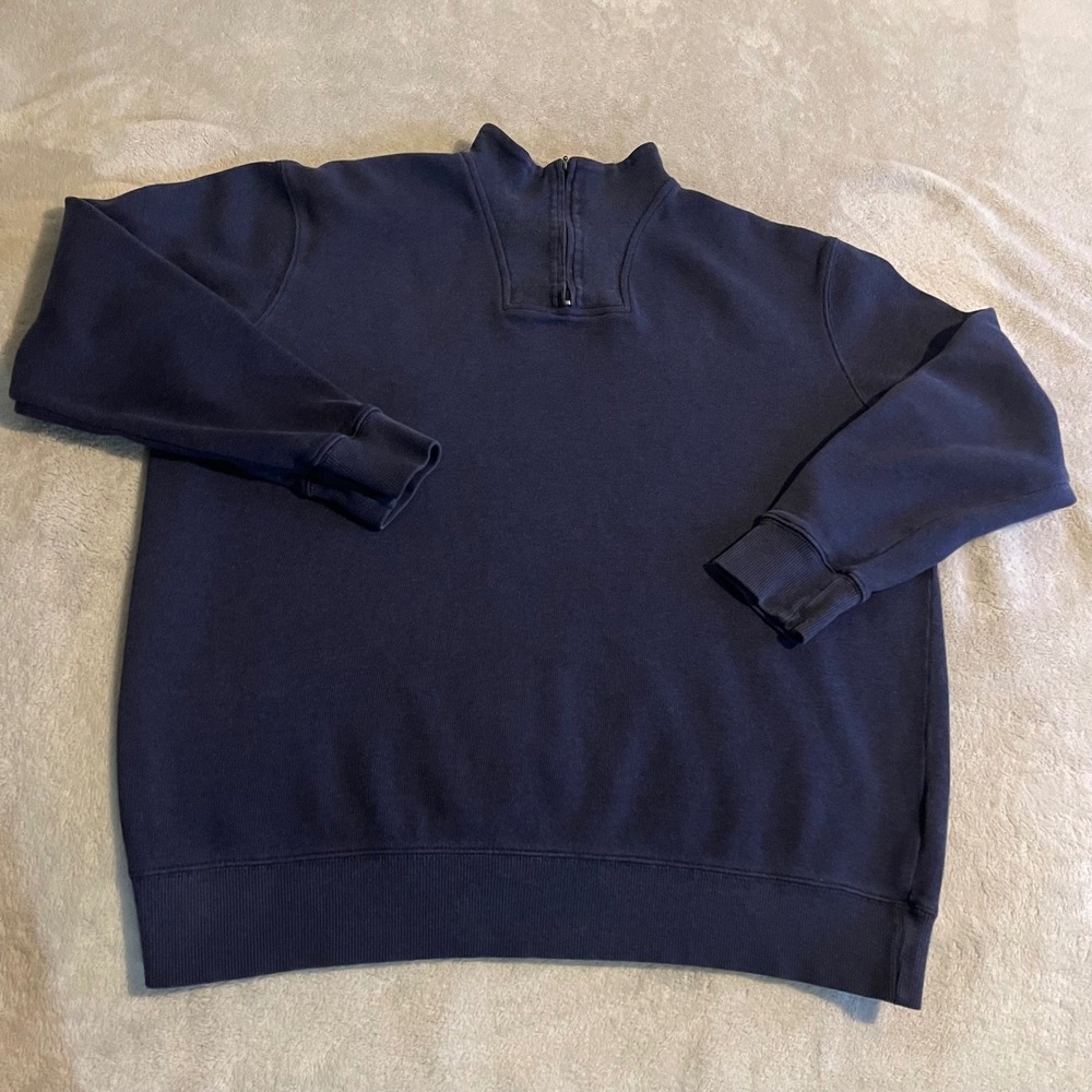 Vintage‎ Kirkland Signature Mens XL Navy Blue Quarter Zip Pullover Sweater Y2K